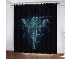 JIAOYK Verdunkelungsvorhang Kinder Dunkelheit & Engel Blickdichte Gardinen - Lichtundurchlässige Vorhang mit Ösen für Schlafzimmer Geräuschreduzierung 2er Set Größe:2 X W117 x L138 cm