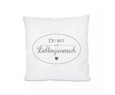 Kissen mit Spruch “Du bist Mein Lieblingsmensch“ I zum Kuscheln und als Deko I liebevolles Geschenk als Dankeschön, zum Geburtstag, zu Weihnachten und Anderen Anlässen