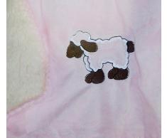 super weiche Babydecke mit Fell in rosa pastell mit süßer Stickerei Schaf HxB 70x100 cm Top Qualität - Kuscheldecke fusselt nicht! Typ172