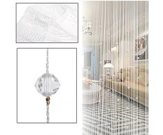 Nachahmung Kristall Perlen Quaste String Vorhang Tür Fenster Home Decor Teiler 1 x 2M weiß