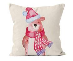 Nunubee Kissenbezug Hohe Qualität bettwäsche Wohnkultur Weihnachten-Serie Dekorative Kissenhülle Sofakissen zierkissen Elch Weihnachtsmann Gedruckt Glocke Elf Rentier Rudolph Festive, Bär 45x45cm