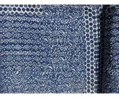 Handicrunch Indigo FarbhandBlock Gedrucktes Kantha Quilt, Patchwork Cotton Tagesdecke , Made By Artisians Of India