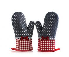 Grillhandschuhe feuerfest, Baumwolle-Topfhalter Topfhandschuhe zum Schutz der Hände Einheitsgröße im 2er-Set 28cm