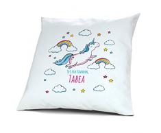 Kopfkissen mit Namen Tabea - Motiv Sei ein Einhorn, 40 cm, 100% Baumwolle, Kuschelkissen, Liebeskissen, Namenskissen, Geschenkidee
