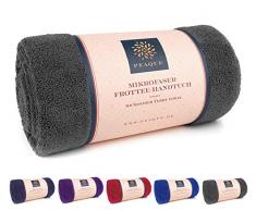 PEAQUE Mikrofaser Frottee-Handtuch – schnelltrocknend, pH-hautneutral & antibakteriell – 1er & 2er Set – Sauna-Handtuch, Sporthandtuch (Grau, 50x100 cm (2 Stück))
