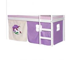 IDIMEX Vorhang Gardine Bettvorhang EINHORN zu Hochbett Rutschbett Spielbett in lila/beige