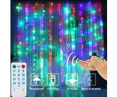 LEDGLE 300 LED lichterketten vorhang 3x3M Lichtervorhang, USB 4 Sprachsteuerung Modi & 8 Modi mit Farbe für Innen Außen Garten Party Hochzeit Weihnachten, Partydekoration, Farbe, IP44 Wasserdicht
