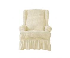 Yxp Sesselbezug Mit Rüschen Sessel-Überwürfe Ohrensessel Überzug Sofabezug Stretchbezug Stretchhusse,Beige