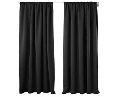 WOLTU VH5881sz-2, 2er Set Gardinen Vorhang Blickdicht mit Kräuselband für Schiene, 250g/m2 Schwere Verdunklungsvorhänge Thermovorhang lichtdicht für Wohnzimmer Schlafzimmer Küche, 135x225 cm, Schwarz