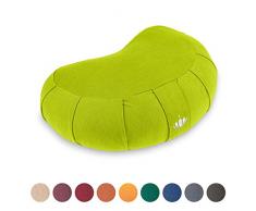 Lotuscrafts Zafu Meditationskissen Halbmond Siddha - Sitzhöhe 15cm - Yogakissen Halbmond mit Dinkelfüllung - Waschbarer Bezug aus Bio-Baumwolle - GOTS Zertifiziert