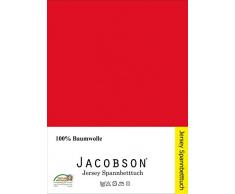 Jacobson Jersey Spannbettlaken Spannbetttuch Baumwolle Bettlaken (TOPPER 180-200x200 cm, Rot)