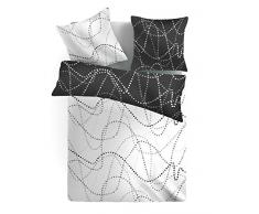 MB Warenhandel24 2-4 teilig Microfaser Wende Bettwäsche Pearls Schwarz/Weiss/Grau ca. 140x200 cm + ca. 70x90 cm Reißverschluss (2 teilig)