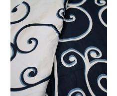 Clic Trade SVITA Microfaser Bettwäsche Set 135x200 2-teilig Blau-Weiß mit Ornament-Muster und Reißverschluss warm und atmungsaktive Bett- und Kissenbezüge