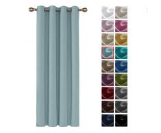 Deconovo Verdunkelungsgardine mit Ösen Gardinen Wohnzimmer Vorhang Blickdicht 240x140 cm Hellhimmelblau