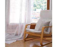 Leinen Vorhang - Gardine - Leinengardine - Leinenvorhang - Leinvorhang - Farbe Weiß - durchsichtig, transparent (140 x 270 cm)