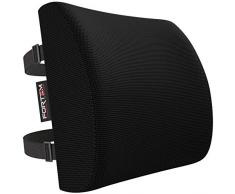 FORTEM Lendenkissen/Lordosestütze gegen Rückenschmerzen für Bürostühle und Autositze – Ergonomisches Rückenkissen aus Memory-Schaumstoff mit waschbarem Bezug und zwei Haltegurten.