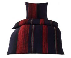 BaSaTex Microfaser Seersucker Bettwäsche Bettgarnitur Bernhard Rot bügelfrei in 3 Größen 200x200 cm 2X 80x80 cm