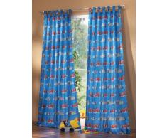 Gardinenbox Kindergardinen für Jungs mit Rennautos, Set besteht aus 2 Schlaufenschals und 2 Raffhaltern, 245x140, Blau, 600102