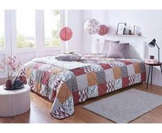 Dekoleidenschaft Tagesdecke im Patchwork-Look, 220 x 240 cm, Bettüberwurf, Steppdecke