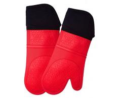 AVANA Silikon Ofenhandschuhe Hitzebeständige Anti-Rutsch Kochhandschuh mit weichem Baumwoll-Innenfutter bis zu 350°C Hitzefeste Handschuhe für Kochen und Backen - Rot