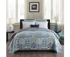 WOLTU® BD13m04, Tagesdecke Bettüberwurf Steppdecke Patchwork Wendedesign Bettdecke Stepp Decke Doppelbett unterfüttert und gesteppt, 240x260 cm