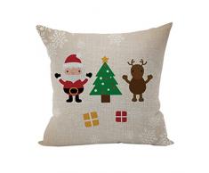Nunubee Weihnachten bettwäsche Baumwolle Leinen Kissenbezug Platz Dekorative Akzente Setzen Fall Sofa zierkissen Elch Weihnachtsmann Glocke Elf Rentier Rudolph Art 5, 45x45cm