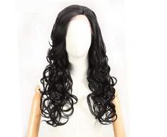 Perücke Haarteile 100% Hochtemperatur Seide Faser Bettbezug Langes lockiges Haar Vordere Spitze, A