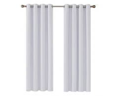 Deconovo Verdunkelungsgardine mit Ösen Gardinen Wohnzimmer Vorhang Blickdicht 240x135 cm Grau Weiß er Set