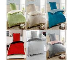 MALIKA Winter Plüsch Wendebettwäsche Nicky-Teddy Cashmere Touch 135-155 - 200x200 Coral Fleece, Größe:135 x 200 cm, Farbe:BEIGE-GRÜN