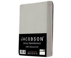 Jacobson Jersey Spannbettlaken Spannbetttuch für WASSERBETT BOXSPRINGBETT (140 x 200 cm - 160 x 220 cm, Grau)