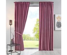Gardinenbox Verdunkelung Vorhang Milano Samt Blickdicht Schlaufenband Tunneldurchzug Blackout Bügelband kürzbar Altrosa 2er-Pack HxB 280x135 cm, 20357