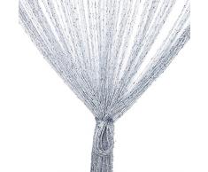 Fadenvorhang, Fadenvorhang Glitzer weiss 100 x 200 cm Wandvorhang Schaufensterdekoration, Dekorative Gardine Raumteiler Fliegenschutz für Hochzeit, Café, Restaurant (Grau)