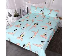 LJLis Bettbezug Vollbettwäscheset Yoga-Action-Muster Bettwäsche Polyester Mikrofaser Bedrucktes Bettgarnitur (ohne Bettdecke),Queen