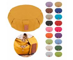 #DoYourYoga Yogakissen »Brahman« mit Reißverschluss & Bio-Dinkelspelz (KBA) Füllung - Maße: ca. 42 x 15 cm/Zafukissen/Meditationskissen/Sitzkissen für Meditationen /100% Baumwollenavyblau