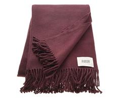 Schöner Wohnen Basic Plaid Decke Tagesdecke Kuscheldecke Wolldecke Couchdecke Sofadecke - Größe 140 x 200 cm - Farbe pflaume