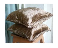 Choco Shimmer - 65 x 65 cm Ein brauner Samt Euro Sham Kissenbezug mit handfertigtem Perlenrand