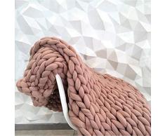 YUNVJIG Handgemachte Grob Gestrickte Decke Weiche Gestrickte Decke Teppich Großes Sofa Haustier Kissen Decke Schlafzimmer Dekoration,Khaki-200x200cm