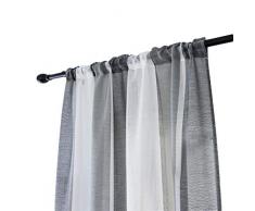 VOSAREA Gestreifte Gardinen für Badezimmer Schlafzimmer 100 x 200cm (Grau Weiß)