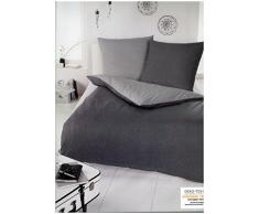 Brandsseller Microfaser Wende-Bettwäsche Bettbezug Garnitur Set Eva - für Kopfkissen und Bettdecke mit Reißverschluss - Grau