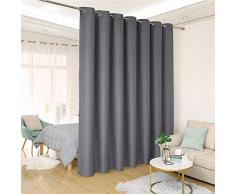 Aufun Vorhänge Blickdicht 2er Set Grau 300 x 245 cm (BxH) Verdunkelungsvorhang ösen Thermovorhang Gardinen Vorhangschal Vorhang mit Ösen für Wohnzimmer Schlafzimmer Büro
