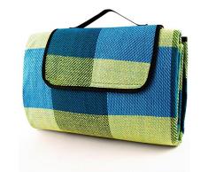 Picknick Decke mit praktischem Tragegriff 2x2m hellblau gelb