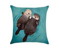 FeiliandaJJ Pillowcase, Kissenbezug kissenhülle Kopfkissenbezug Weihnachten Dekoration Cute Otter Drucken Super weich Sofakissen für Wohnzimmer Sofa Bed Home,45x45cm (A)