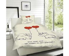 Dreamtex Wende Bettwäsche Mikrofaser Herzen Love Herz Liebe Partner Sweet Kissen Married, Größe:155 x 220 cm