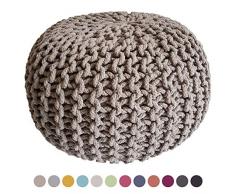 Strickhocker Pouf Sitzpouf Sitzpuff Bodenkissen Sitzhocker rund Pouf Strick Sitzgelegenheit Grobstrick-Optik Ø 45 cm Höhe 30 cm Farbe beige