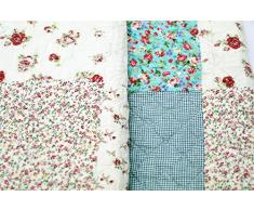 1001 Wohntraum 17JN02b Quilt Lotte Blumen, 200 x 230 cm, Plaid Tagesdecke, Patchwork Vintage Landhaus Shabby Decke, bunt