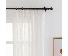 Laneetal Transparente Gardine mit Kräuselband 1 Stück Fensterschal in Natur Leinen Optik 140x245 cm Dekoschal mit schmalem Streifen Fenstervorhang für Schlafzimmer Wohnzimmer Vorhang