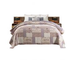 Laneetal 0180072, Tagesdecke 1 Stück Bettüberwurf Steppdecke Flanelle Wendedesign Kariert, Bettdecke Stepp Decke Doppelbett unterfüttert und Gesteppt, Patchwork Muster 4, 220x240 cm