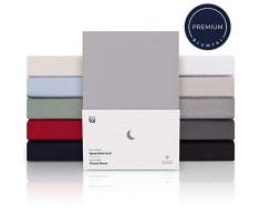 Blumtal Premium Topper Boxspringbett Spannbettlaken 200 x 220 cm - Superweiches 100% Baumwolle Spannbetttuch, bis 15cm Topperhöhe, Grau