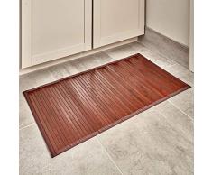 iDesign rutschfeste Fußmatte, wasserabweisende Bambusmatte, großer Läufer aus Bambus für Bad, Küche und Flur, mokkabraun, 43 x 61 cm