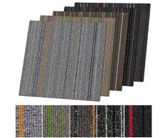 Teppichfliesen selbstliegend Warschau für Büro & Gewerbe - gestreifte Fliesen Teppiche 50x50 cm - robuster Teppichboden - Bodenfliesen mit rutschfestem Vinyl-Rücken (Grau-gelb, 1 Stück)